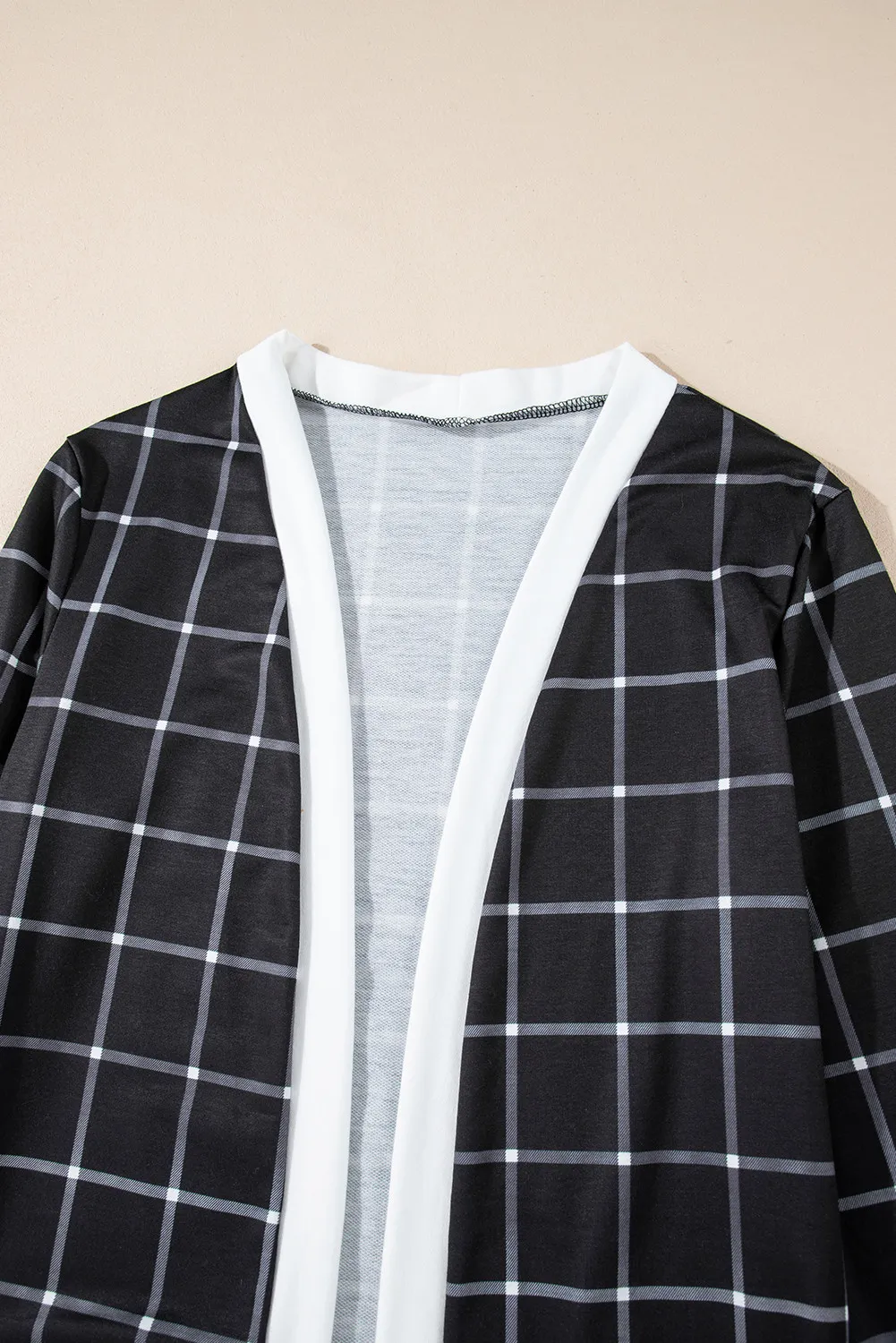 Nuria | Checked long sleeve cover with open front - Image 4