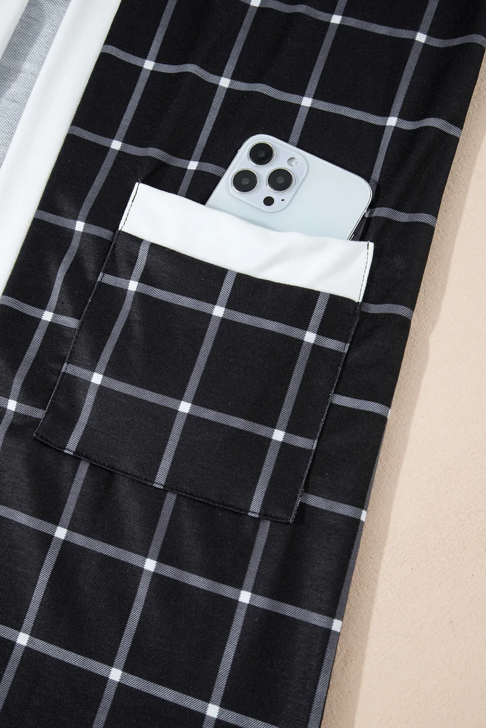 Nuria | Checked long sleeve cover with open front - Image 5