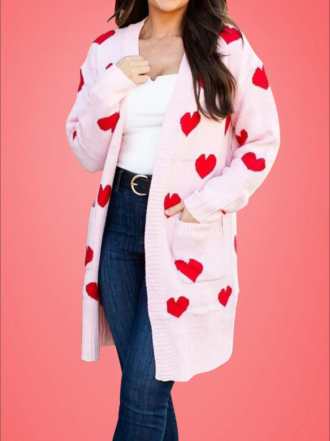 Nuria | Heart-shaped, long-sleeved cardigan with an open front - Image 2