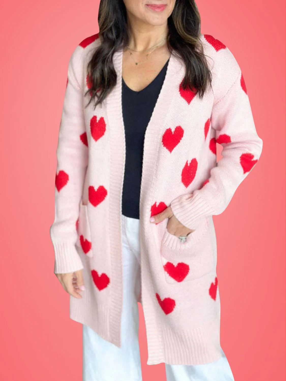 Nuria | Heart-shaped, long-sleeved cardigan with an open front - Image 3