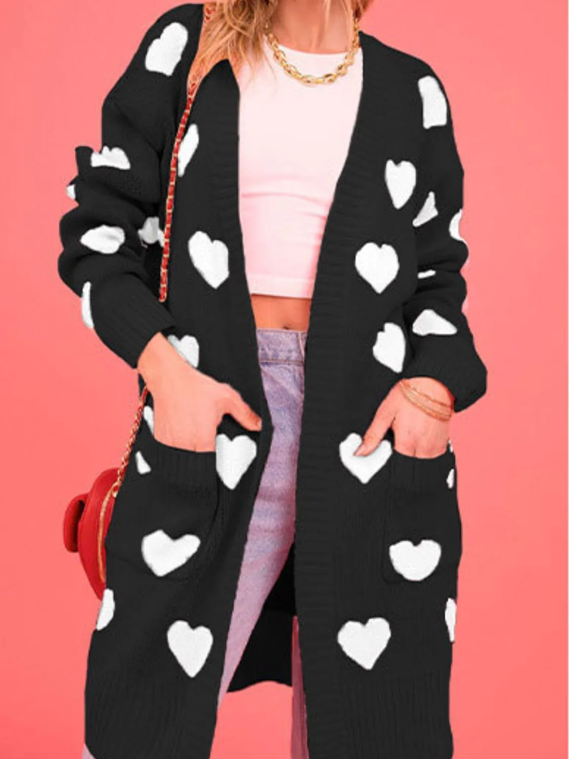 Nuria | Heart-shaped, long-sleeved cardigan with an open front - Image 6