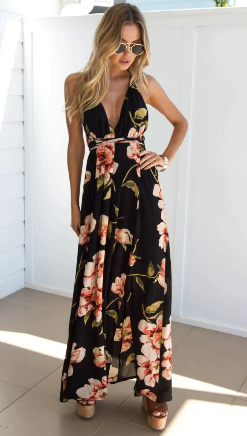 Nuru® | Women'S Floral Pattern Maxi Dress