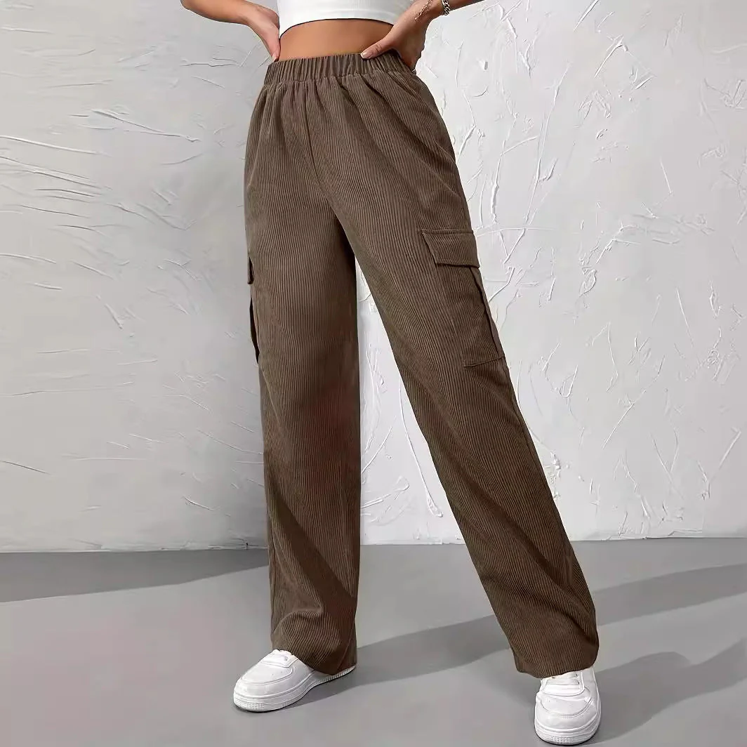 Olga® | Autumn And Winter New Elastic Waist Cargo Pants Corduroy - Image 6