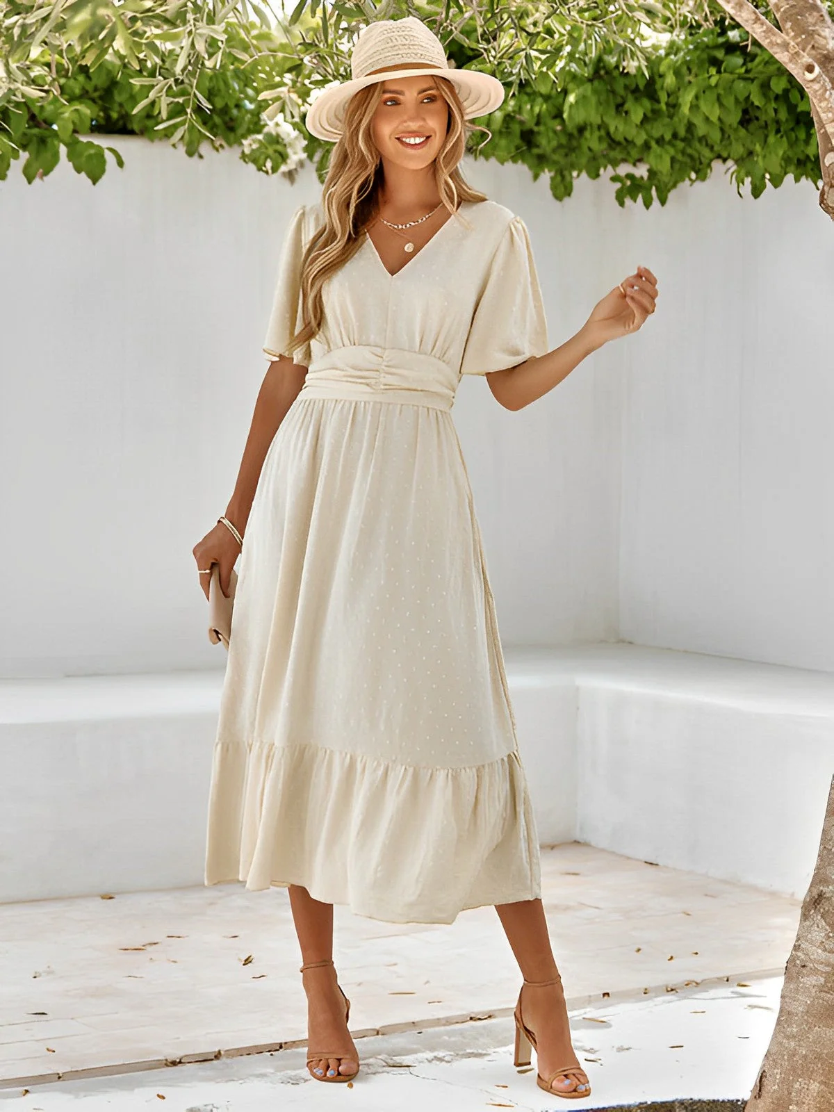 Olga® | Belted Wrap Layered Maxi Dress