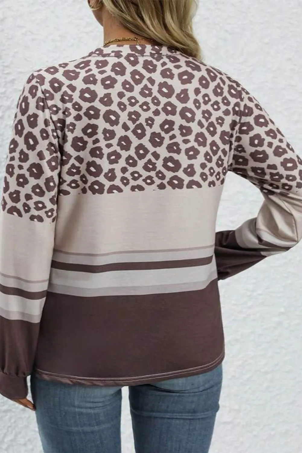 Olga | Plus size leopard long sleeve crew neck top - Image 2