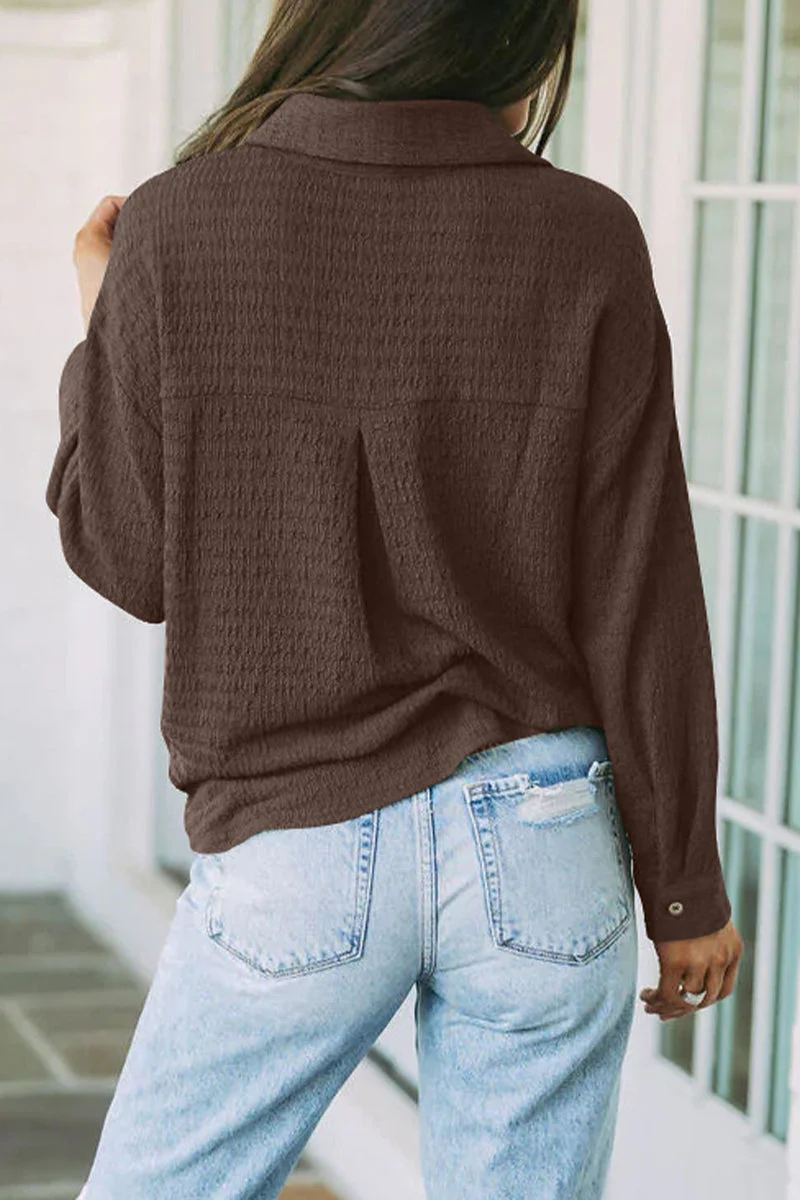 Olga | Simple tops with a plain turn-down collar and pockets - Image 2