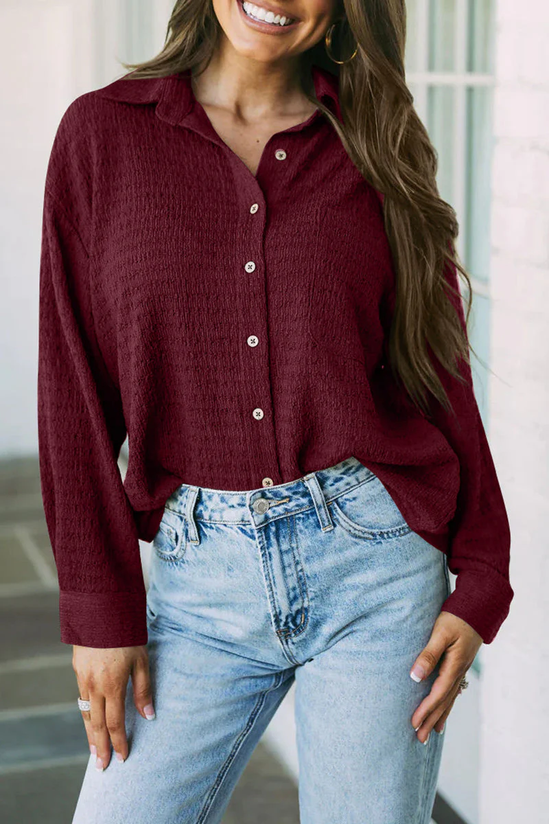 Olga | Simple tops with a plain turn-down collar and pockets - Image 3