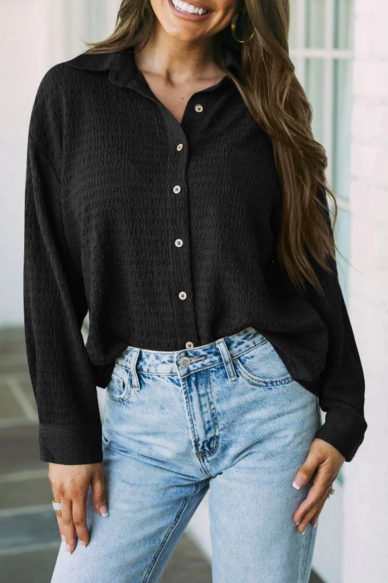 Olga | Simple tops with a plain turn-down collar and pockets - Image 5