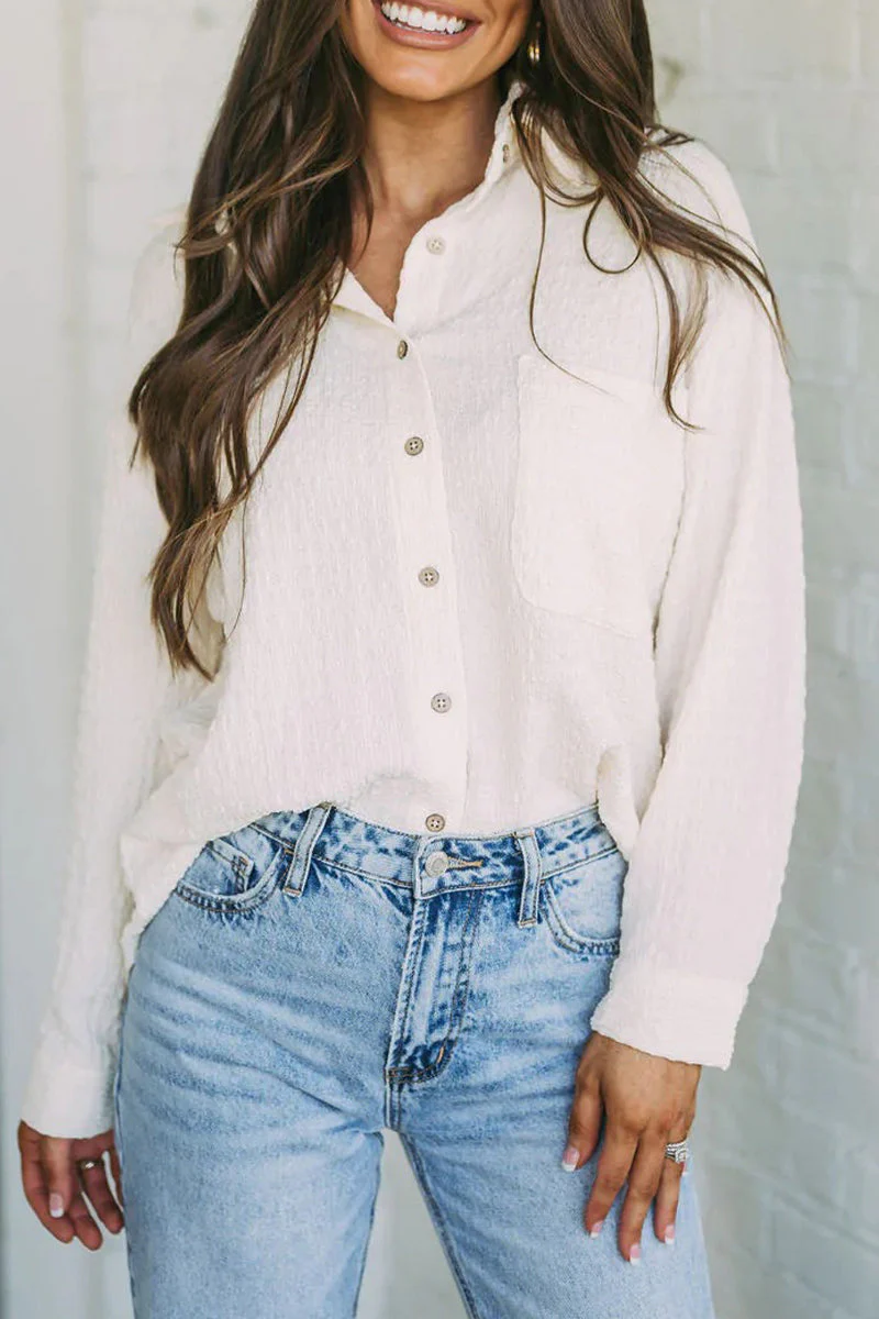 Olga | Simple tops with a plain turn-down collar and pockets - Image 7