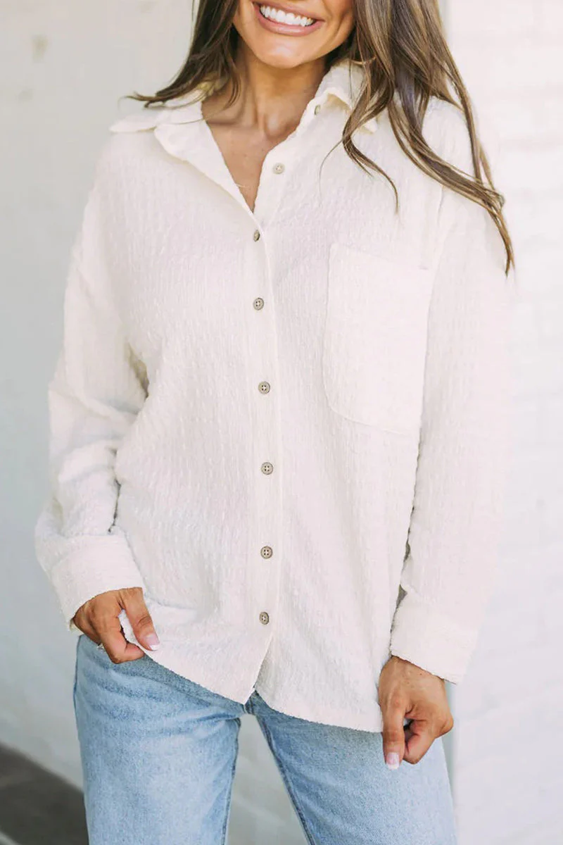 Olga | Simple tops with a plain turn-down collar and pockets - Image 8