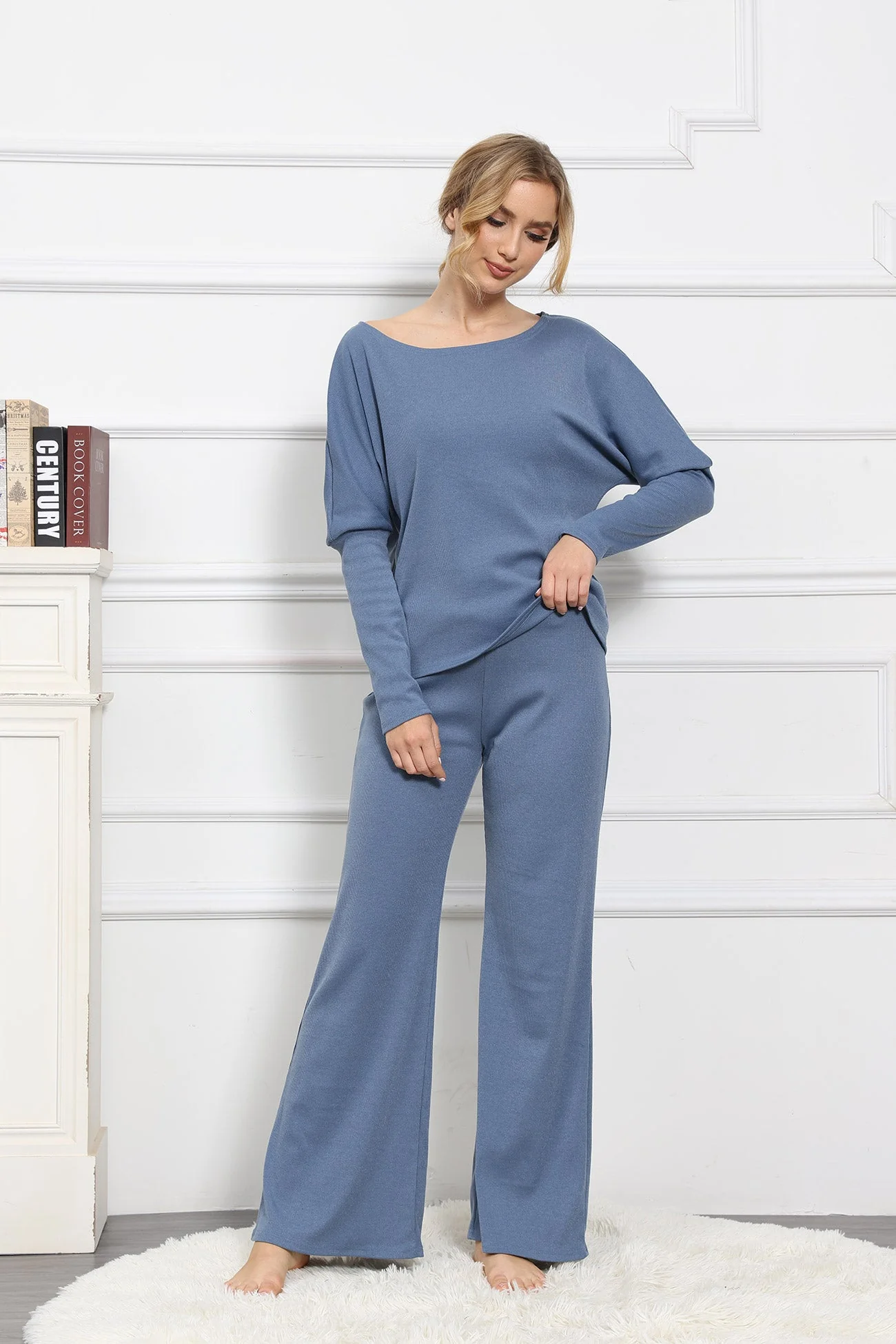 Olga | Solid color long sleeve casual set - Image 10
