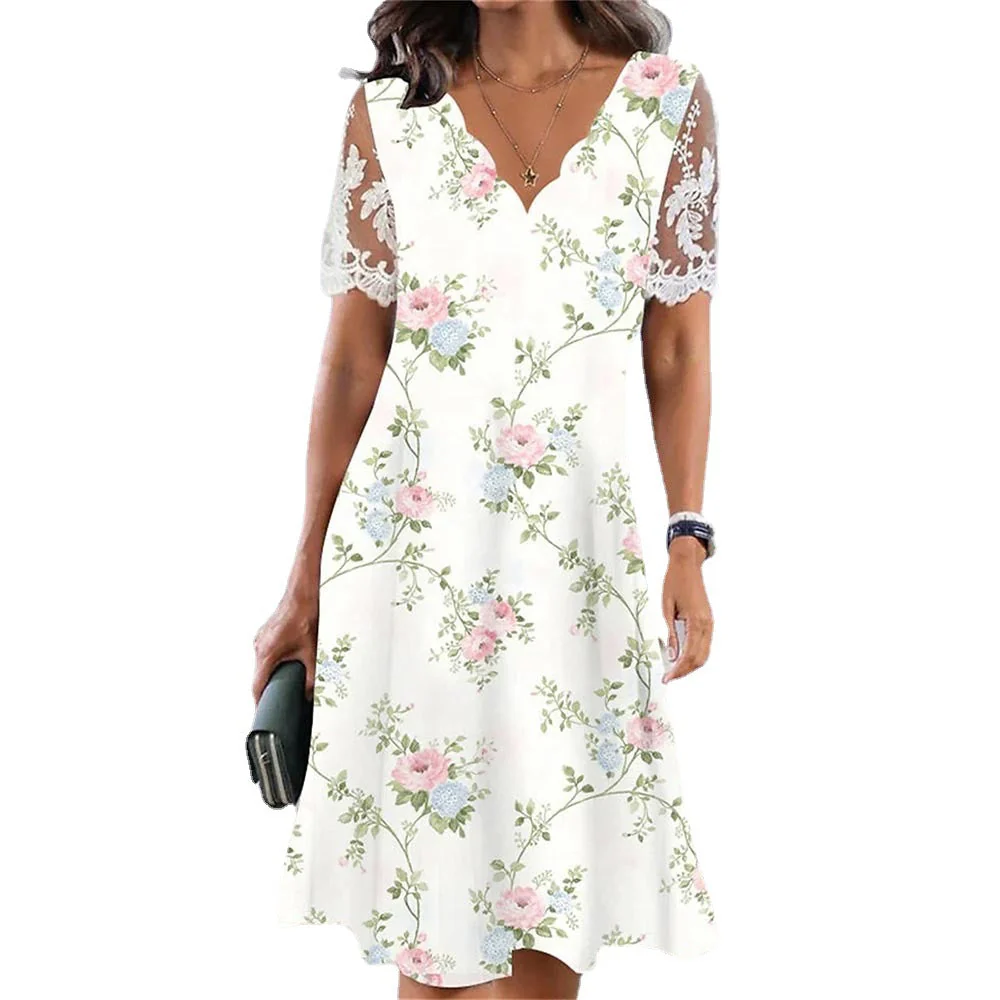 Olga® | Women'S Floral Lace Sleeve A-Line Dress - Image 4