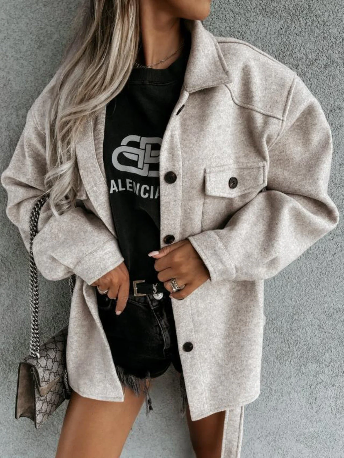Olivia | Collared neck jacket with tied pockets and collar - Image 4