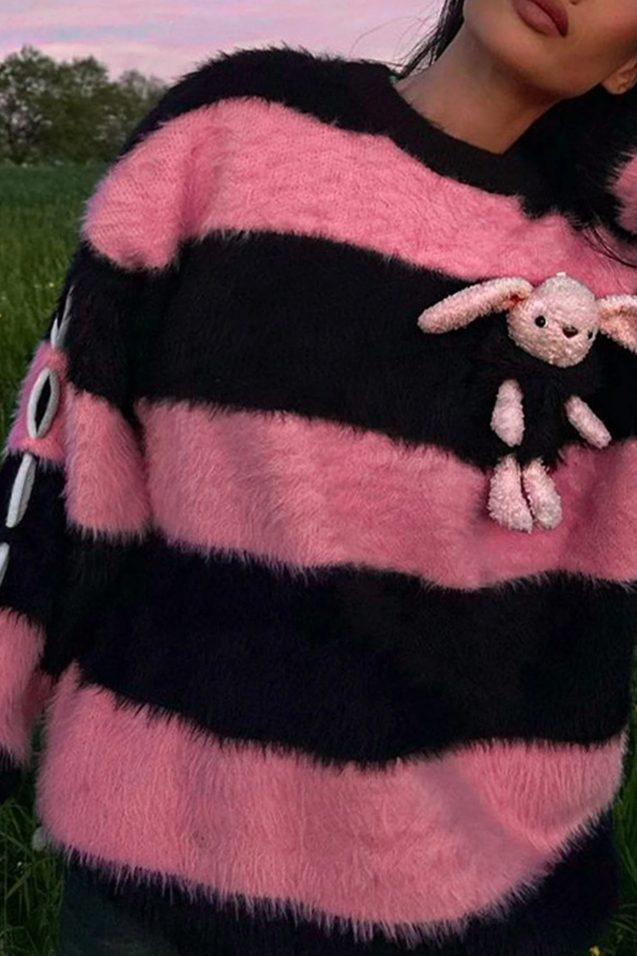 Olivia | Contrast Sweater Rabbit Plush Doll Sweater - Image 2