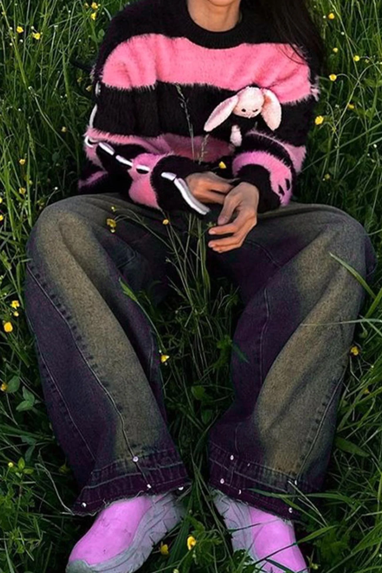 Olivia | Contrast Sweater Rabbit Plush Doll Sweater - Image 7