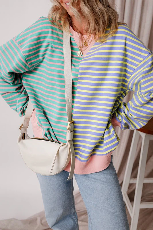Olivia | Oversized sweatshirt with dropped shoulders in a color block look - Image 6