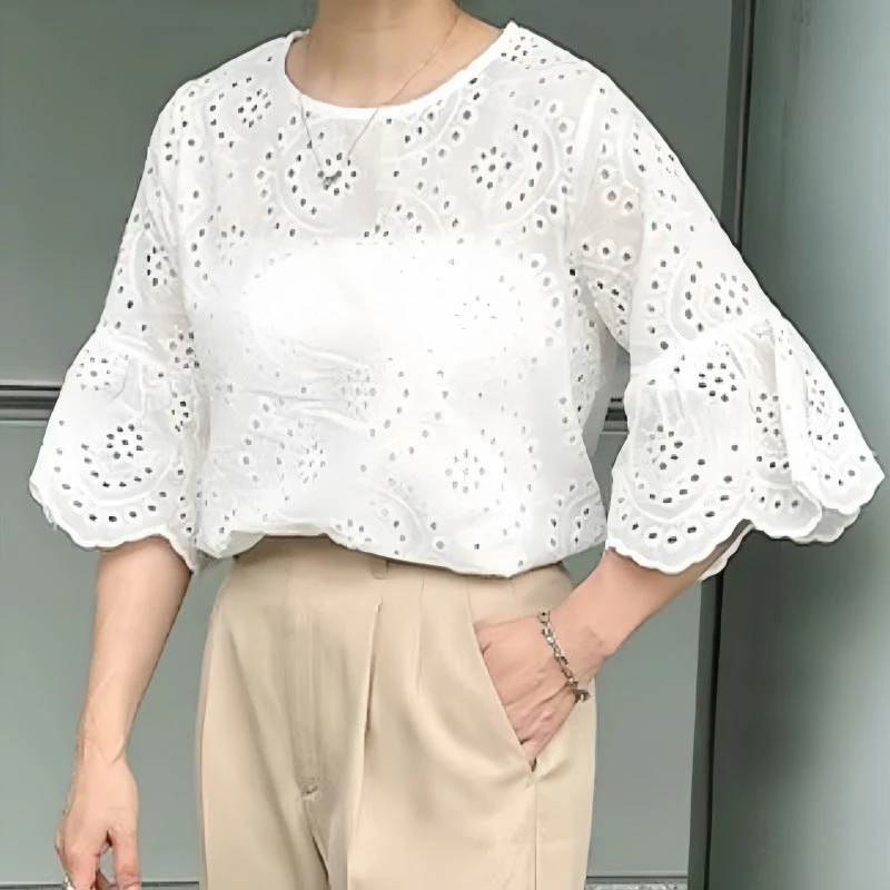 Olivia® | Women'S Eye-Hole Embroidered Blouse - Image 2