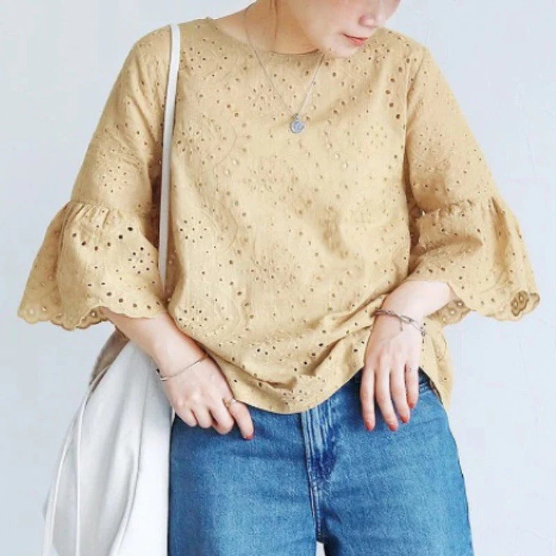 Olivia® | Women'S Eye-Hole Embroidered Blouse - Image 3