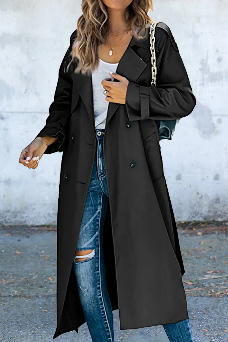 Oriana | Work Solid Patchwork Turn-Down Collar Outerwear