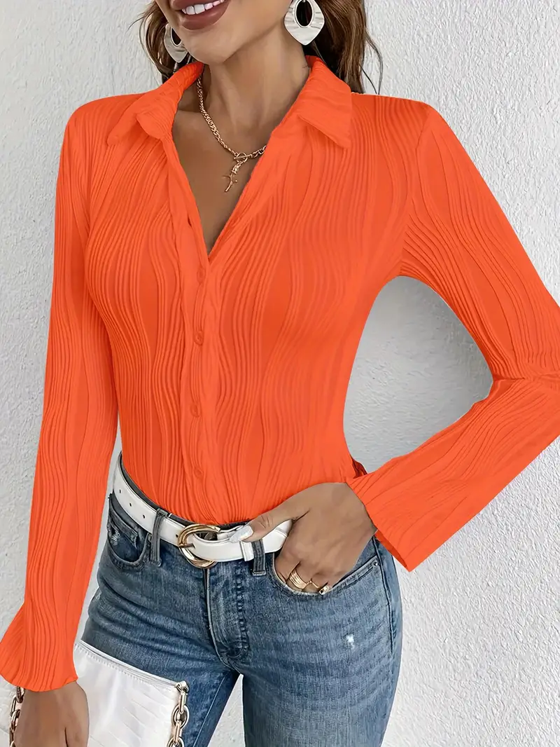 Ortensia® | Elegant Long-Sleeved Ribbed Blouse - Image 5