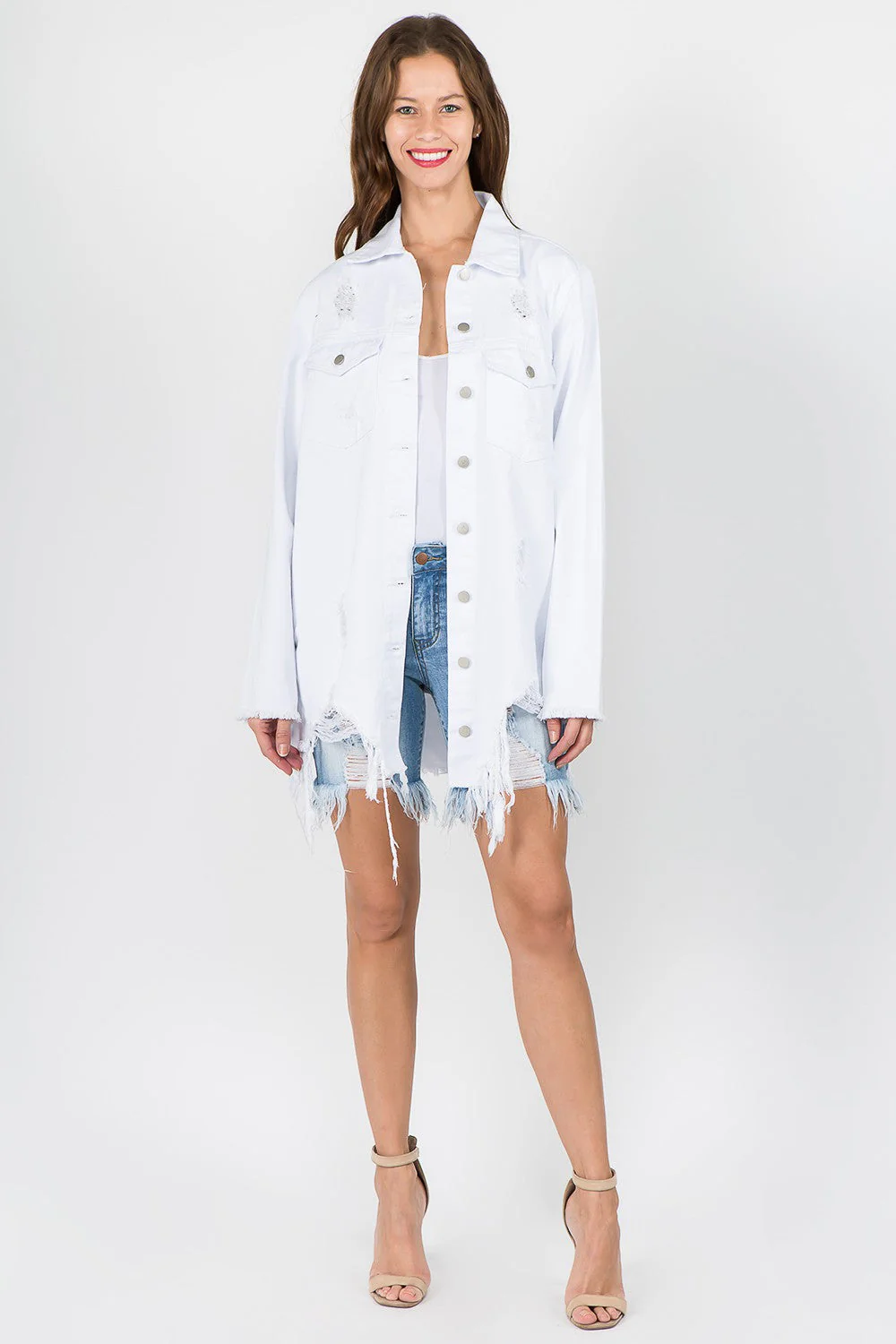 Otilia | American Bazi distressed denim jacket with frayed hem - Image 4
