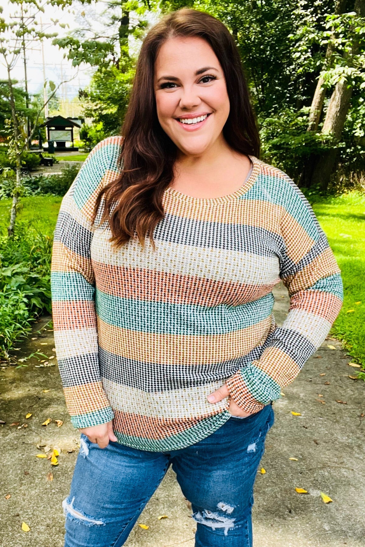Otilia | Beautiful vintage two-tone green striped top from You Hunter - Image 4