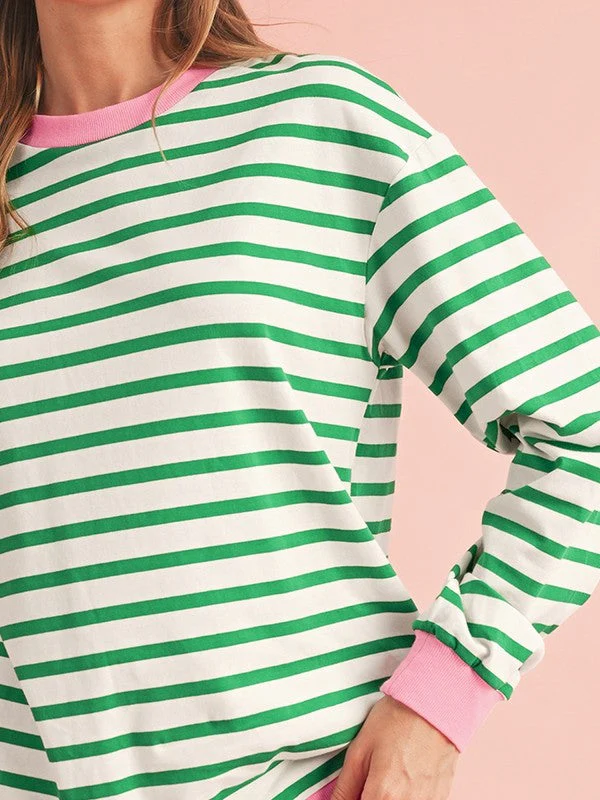 Otilia | Cotton sweatshirt with stripes and dropped shoulders - Image 9
