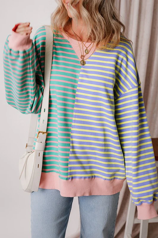 Otilia | Oversized sweatshirt with dropped shoulders in a color block look - Image 2