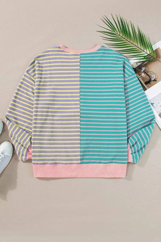 Otilia | Oversized sweatshirt with dropped shoulders in a color block look - Image 5
