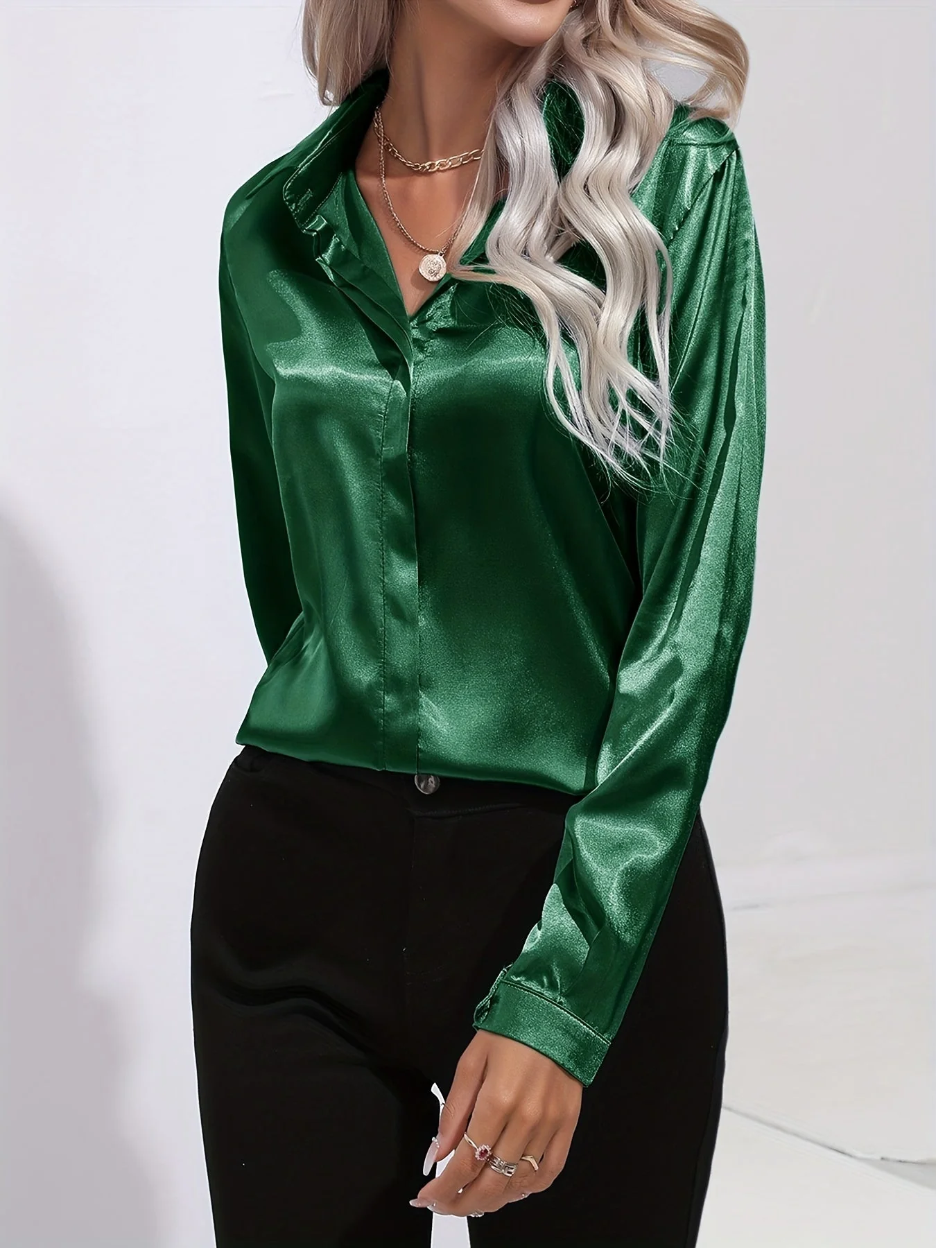 Pamela® | Chic Autumn Elegant Satin Blouse For Women - Image 14