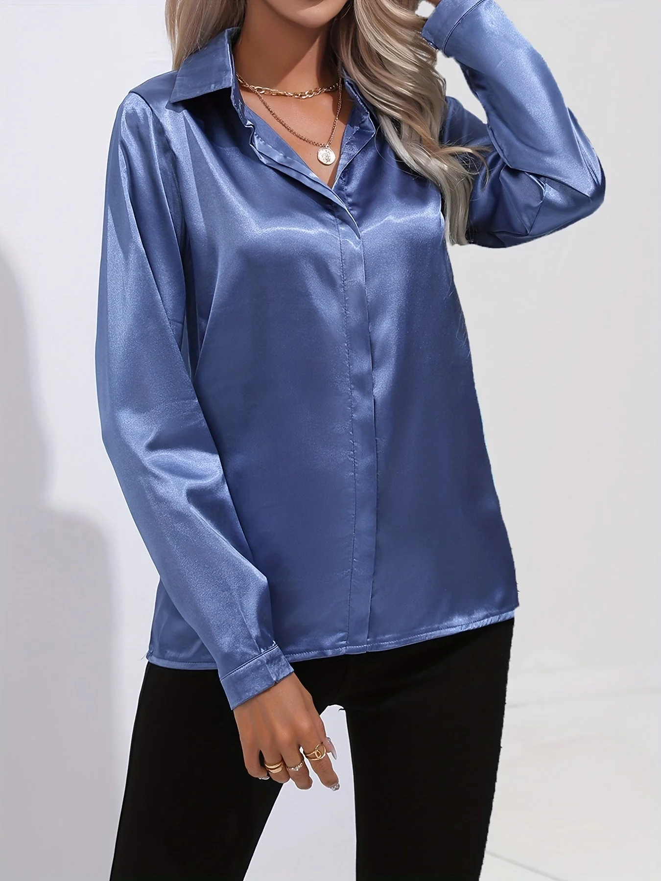 Pamela® | Chic Autumn Elegant Satin Blouse For Women - Image 2