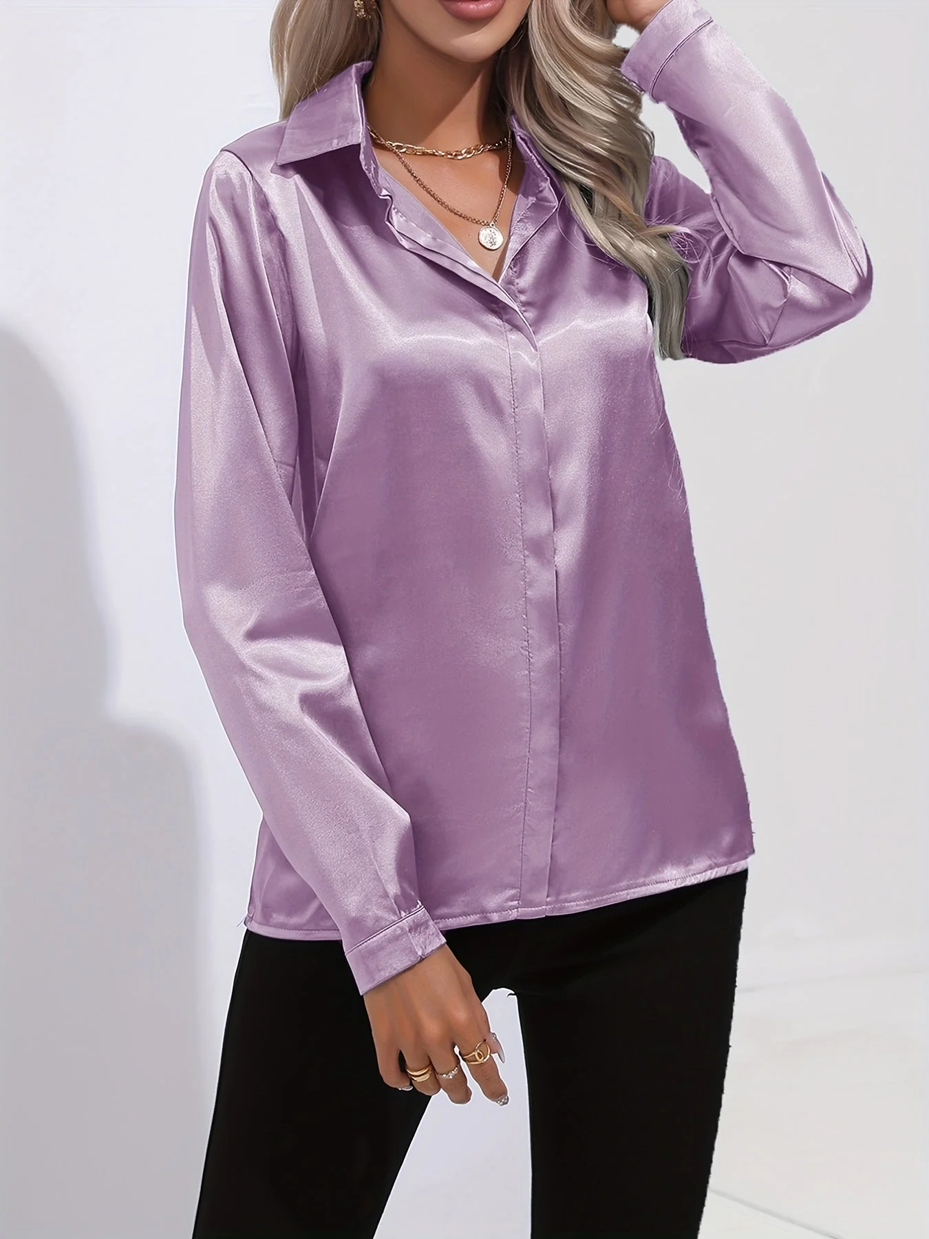Pamela® | Chic Autumn Elegant Satin Blouse For Women - Image 7