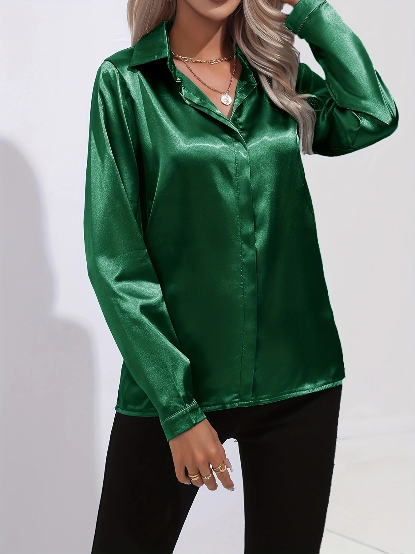 Pamela® | Chic Autumn Elegant Satin Blouse For Women - Image 8