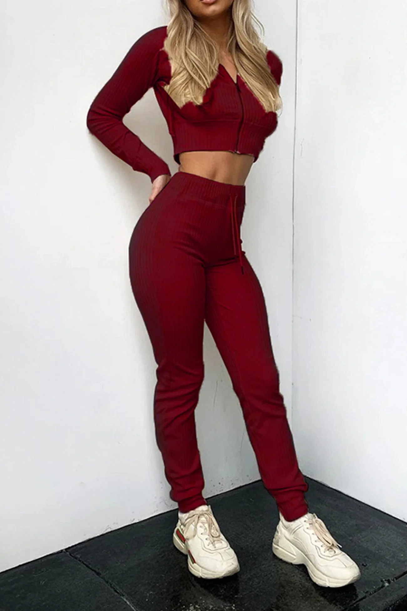 Paola | Long pants suits with ribbed knit hoodie - Image 19
