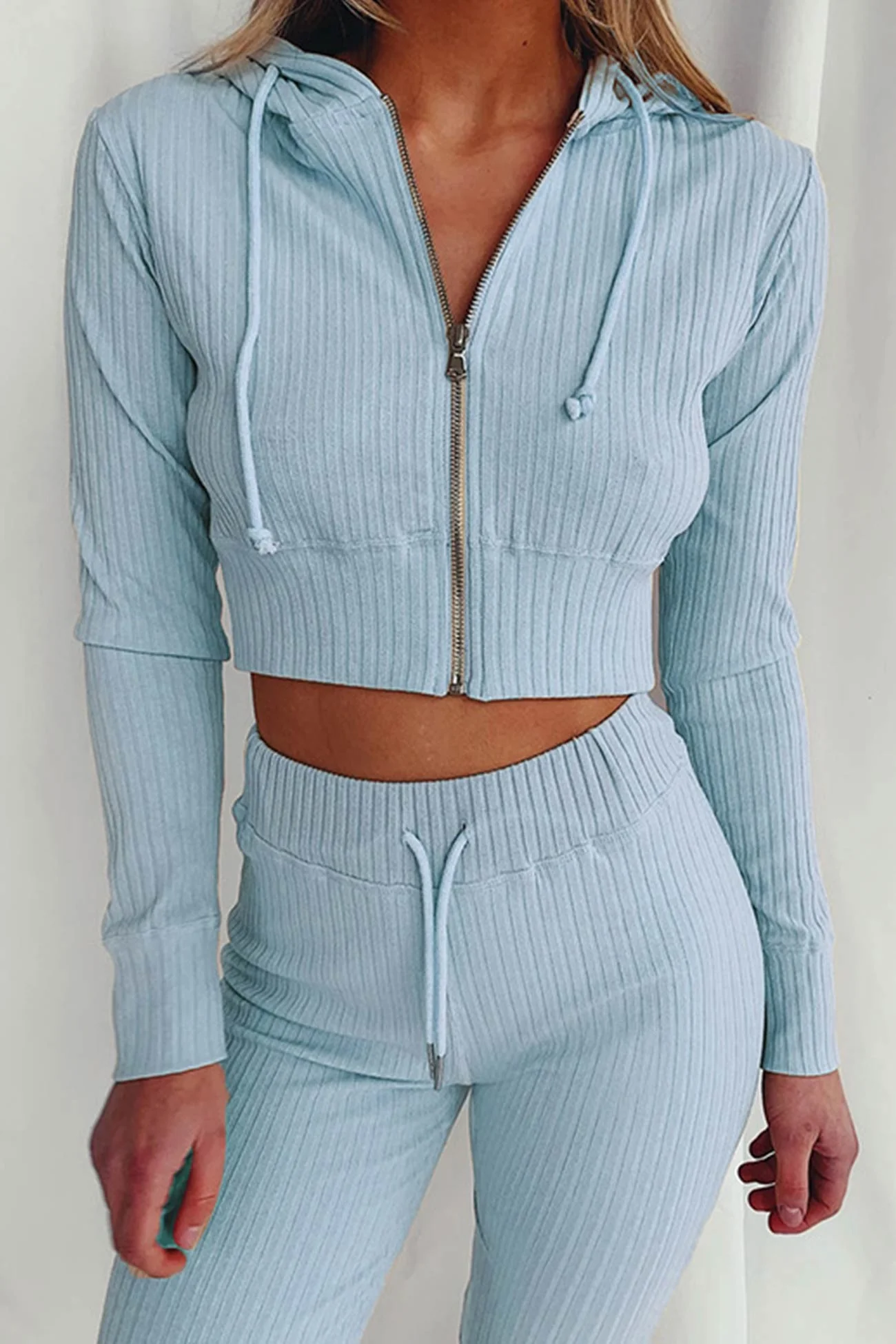 Paola | Long pants suits with ribbed knit hoodie - Image 21