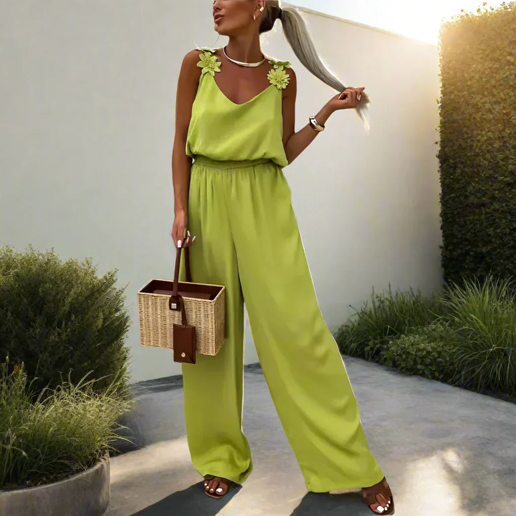 Paola® | Summer Vintage Sleeveless Wide Leg Women Jumpsuit
