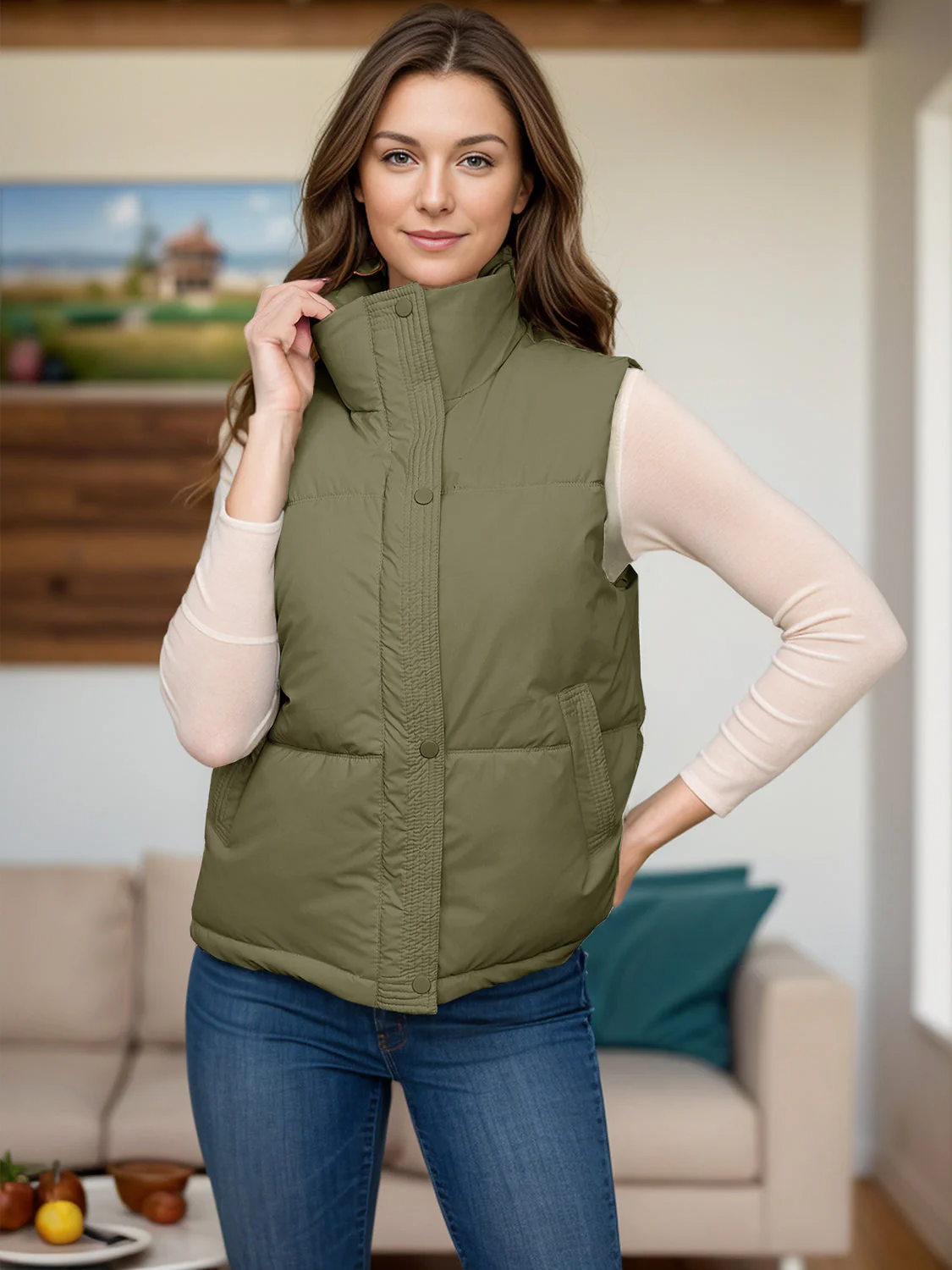 Paola | Vest coat with zip and pockets - Image 3