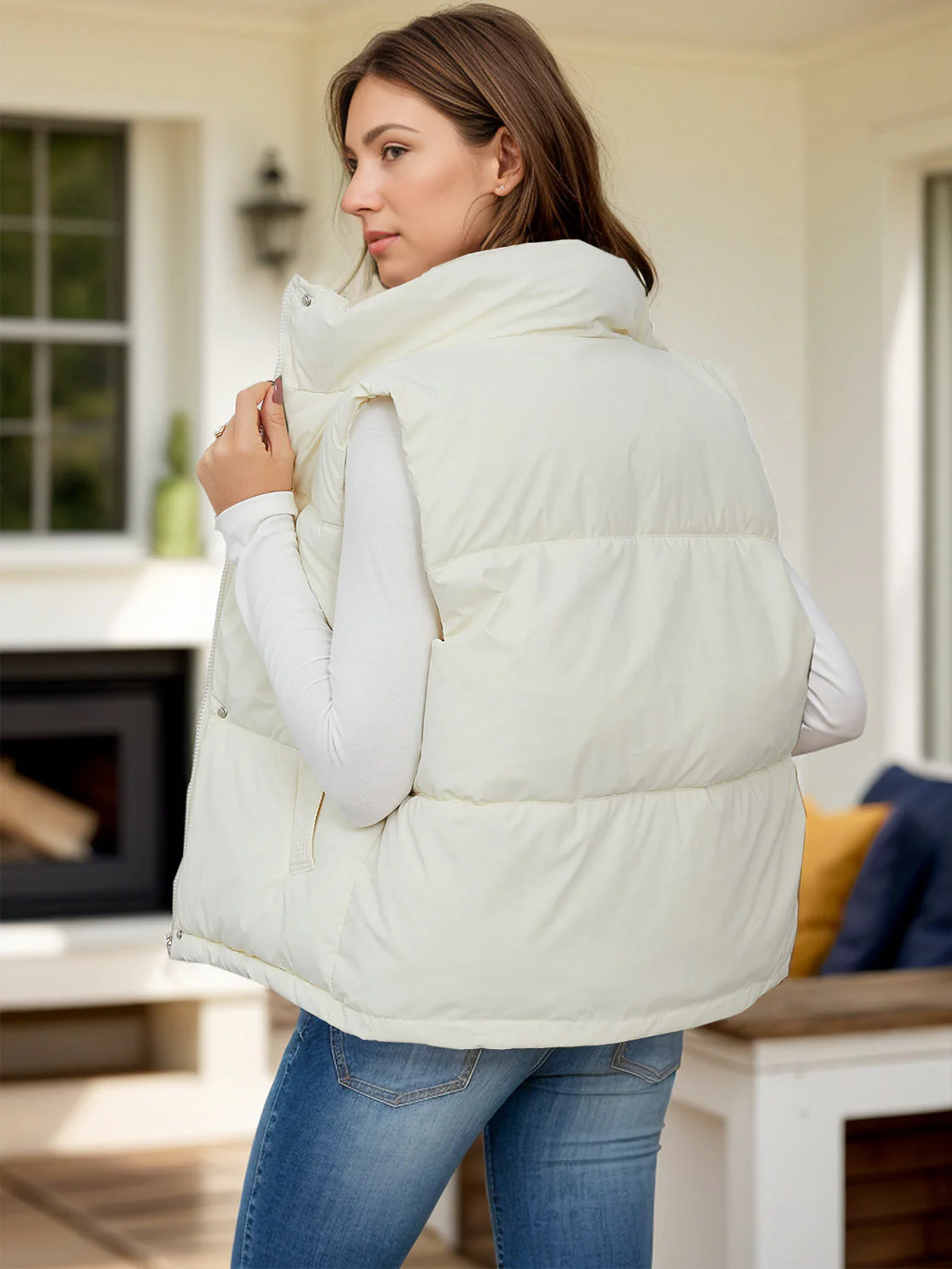 Paola | Vest coat with zip and pockets - Image 5