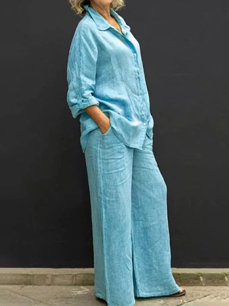 Parna® | Casual Linen Ensemble With Button Placket - Image 4