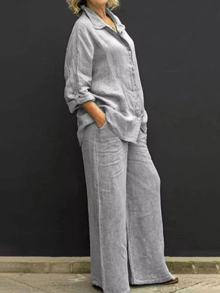 Parna® | Casual Linen Ensemble With Button Placket - Image 6
