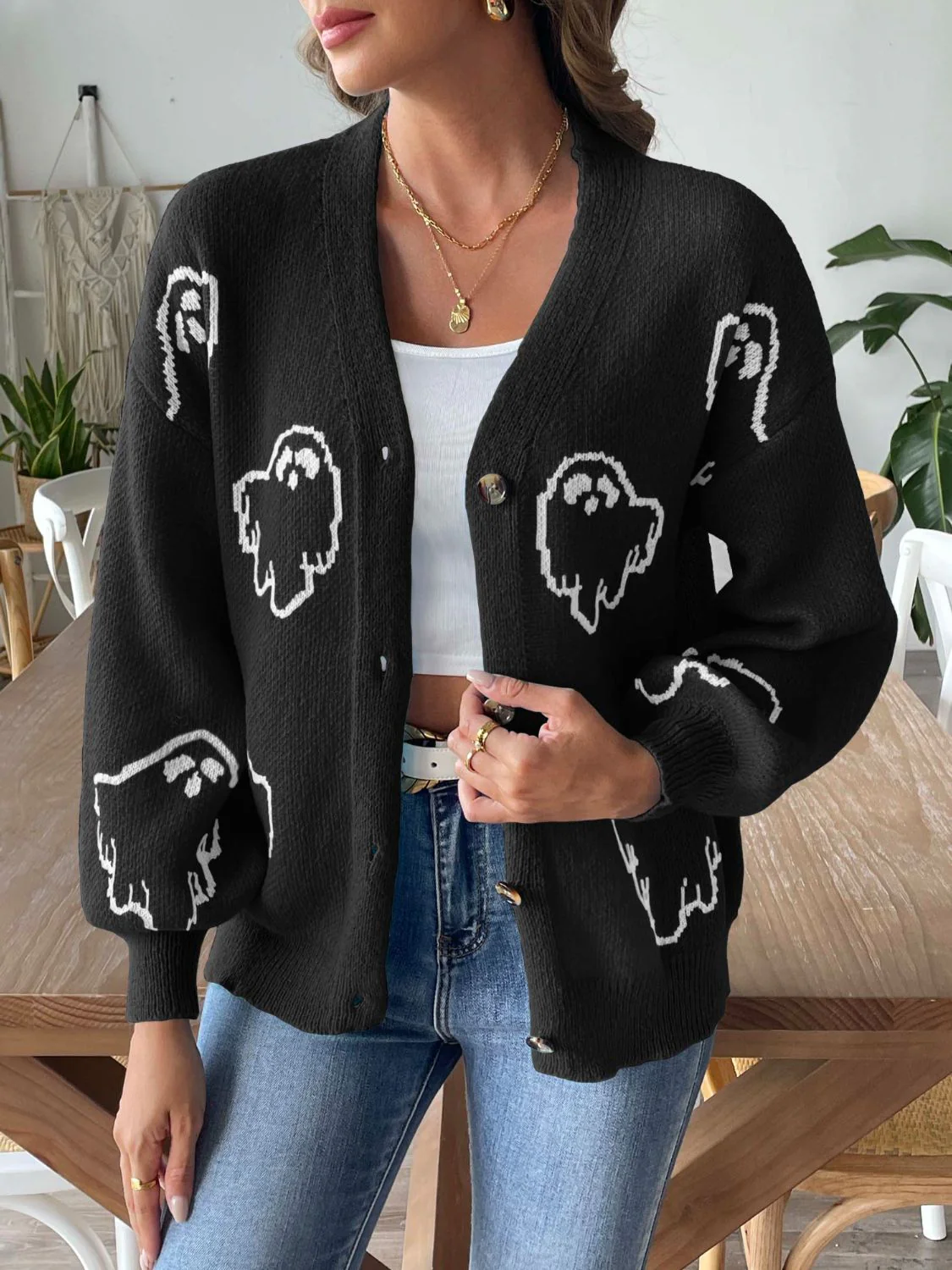 Patricia | Cardigan with a V-neck and dropped shoulders - Image 7