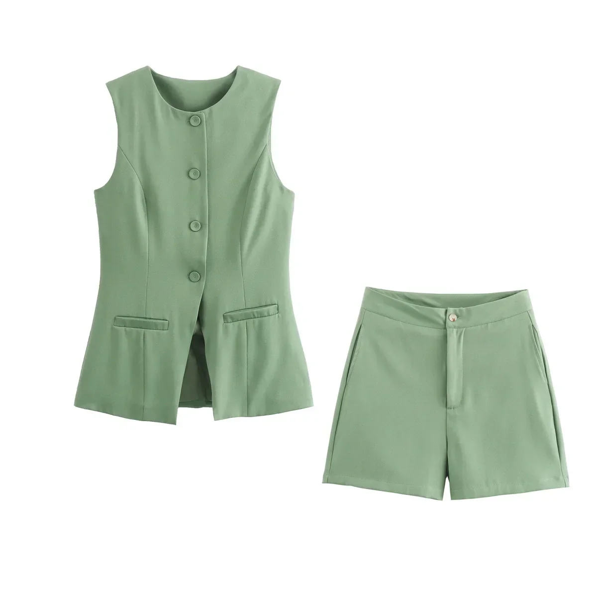 Patricia® | Elegant women's two-piece set vintage short sleeve button placket - Image 8