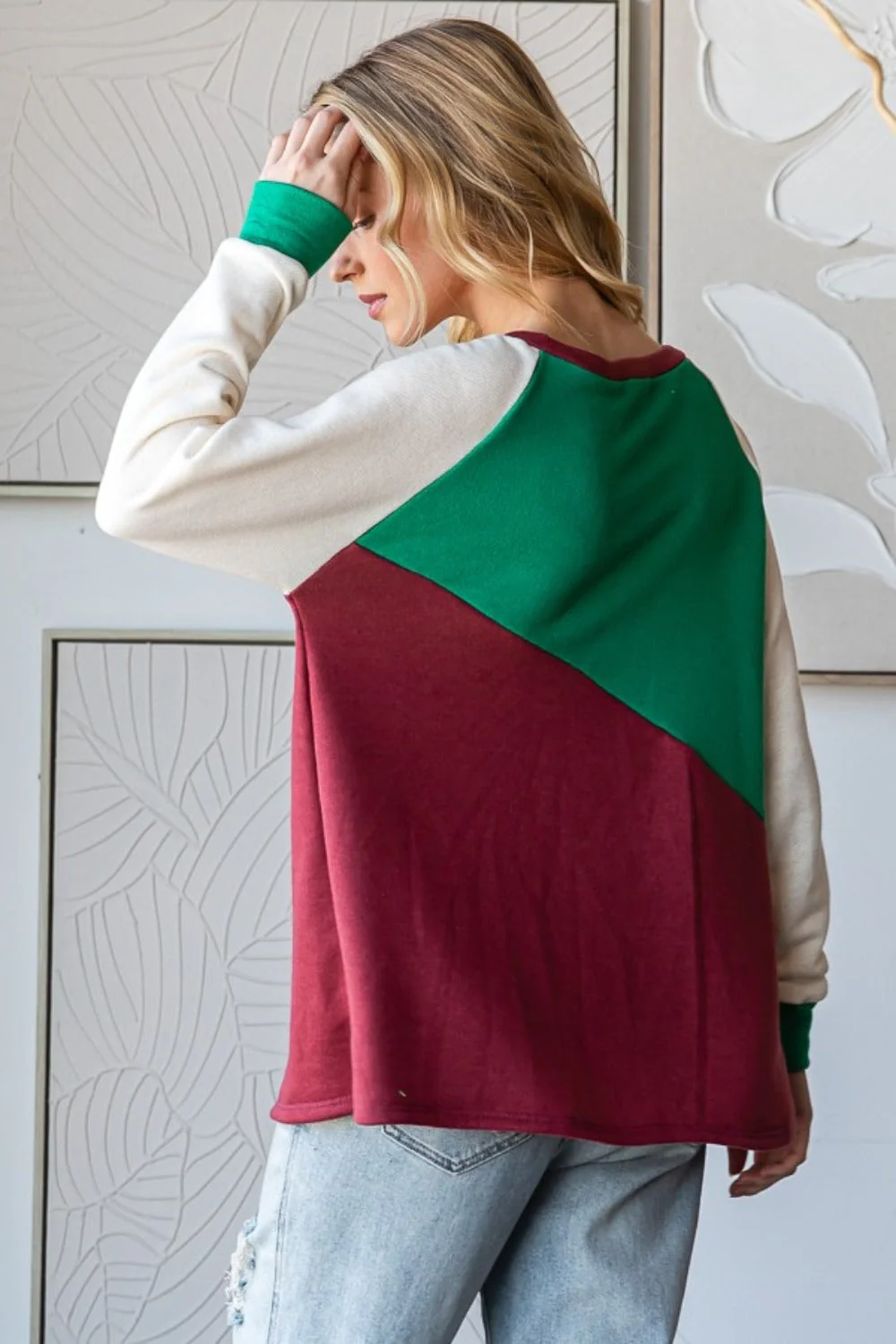 Patricia | HOPELY full size color block long sleeve t-shirt - Image 2