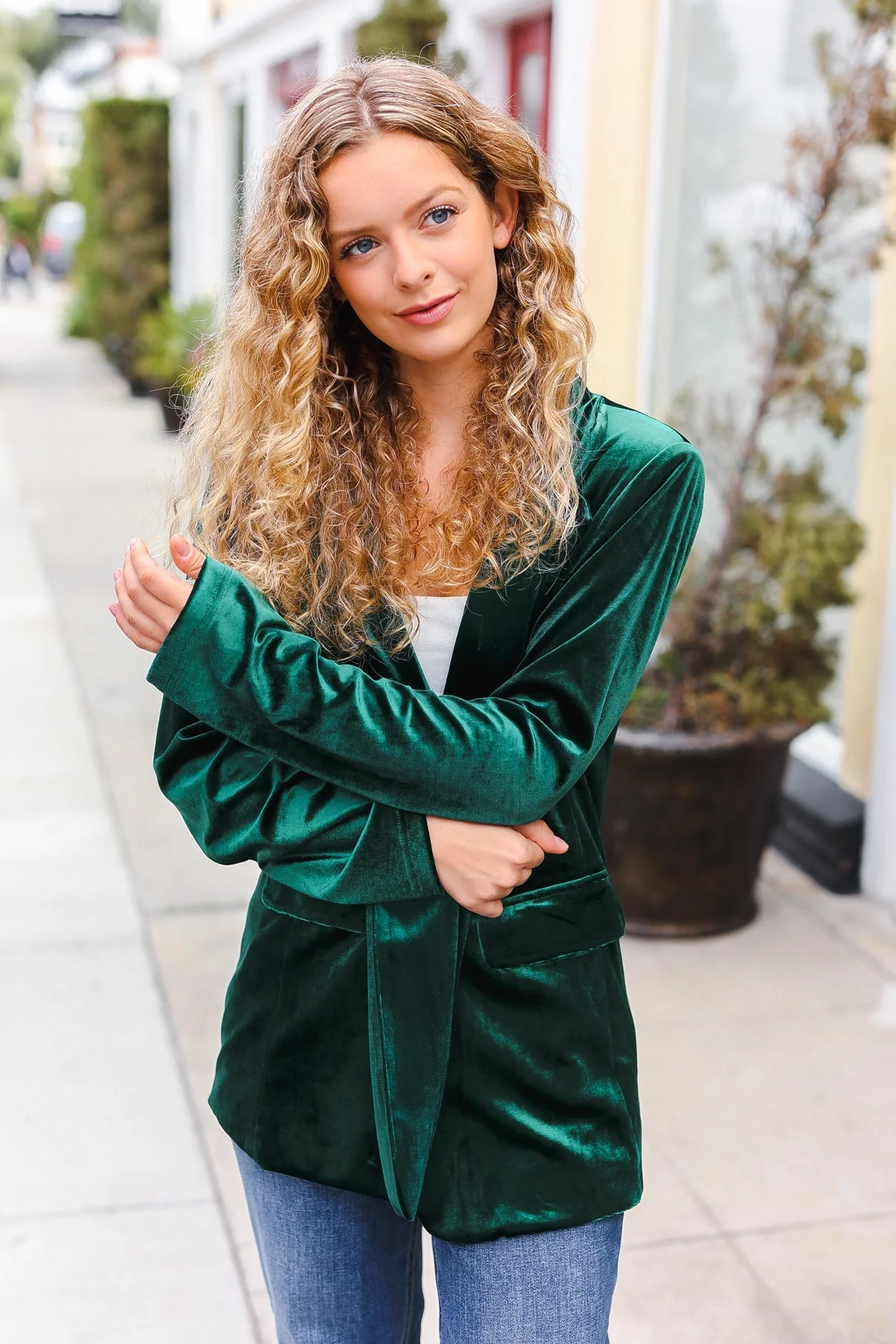Patricia | Hunter Green velvet lapel blazer - Image 12