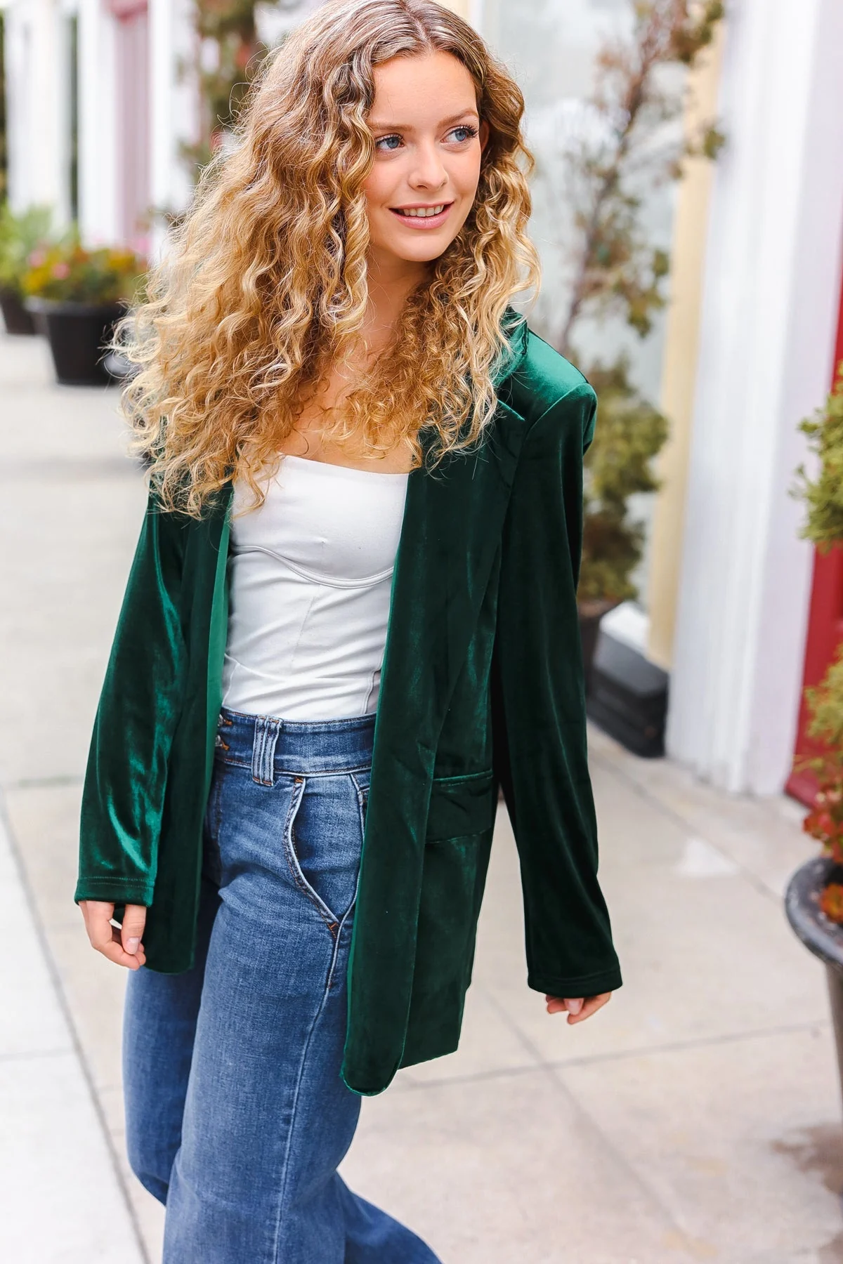 Patricia | Hunter Green velvet lapel blazer - Image 16