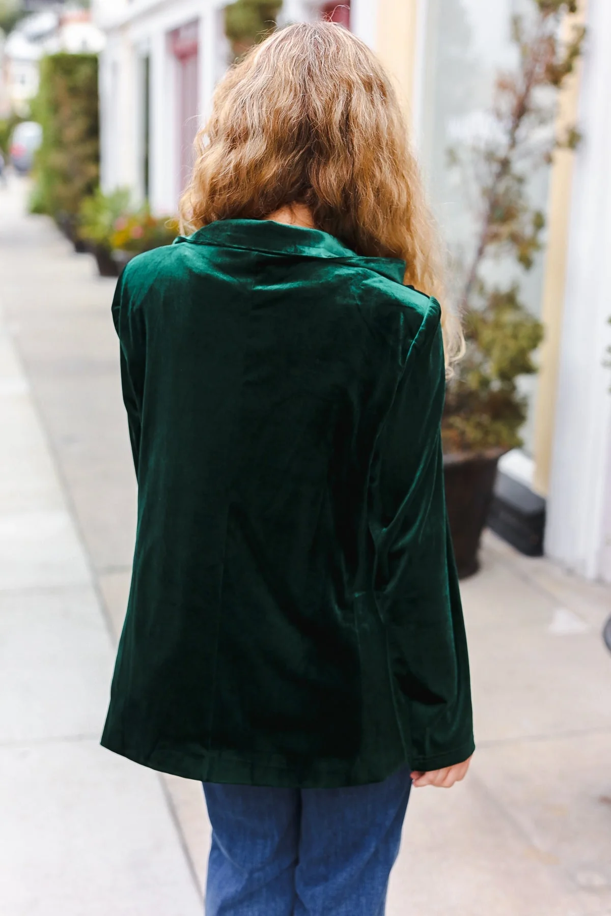 Patricia | Hunter Green velvet lapel blazer - Image 3