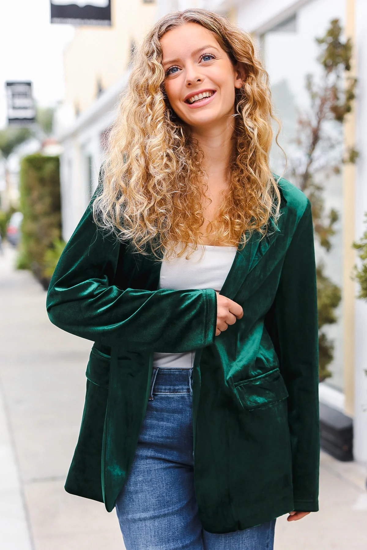 Patricia | Hunter Green velvet lapel blazer - Image 6