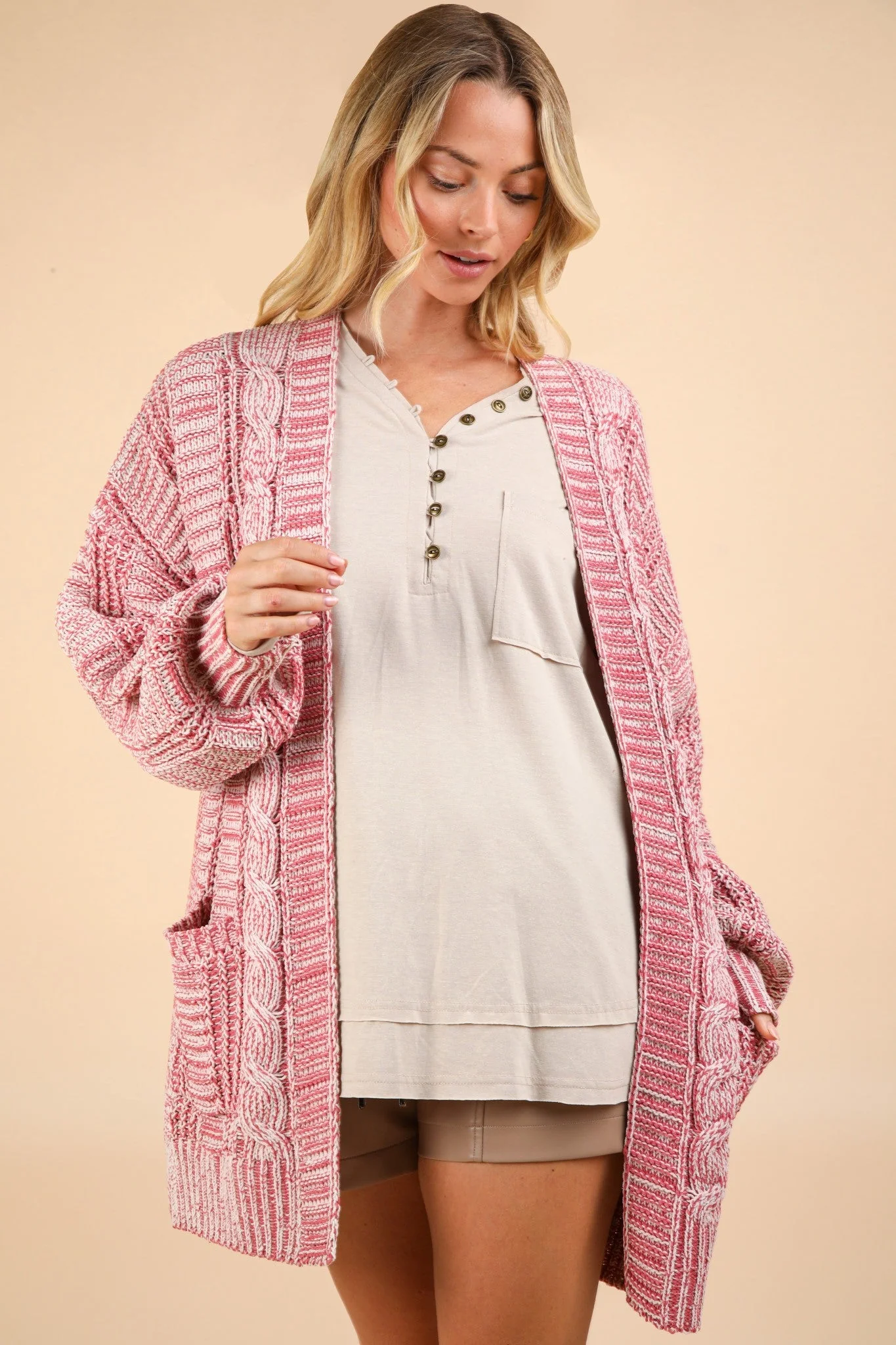 Paty | VERY J cable knit open front cardigan - Image 3