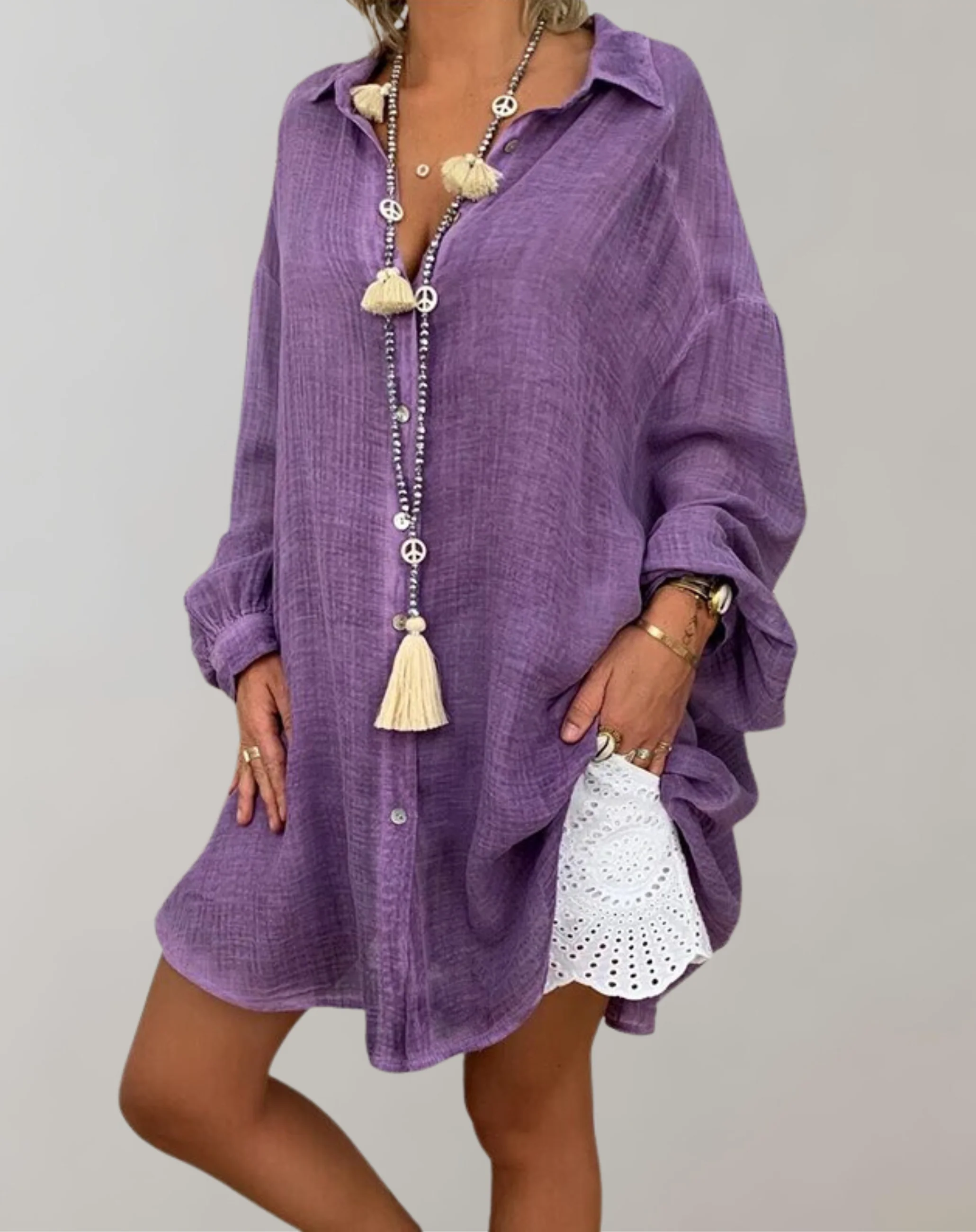 Paula® | Long-Sleeved Linen Shirt In Plus Sizes - Image 3