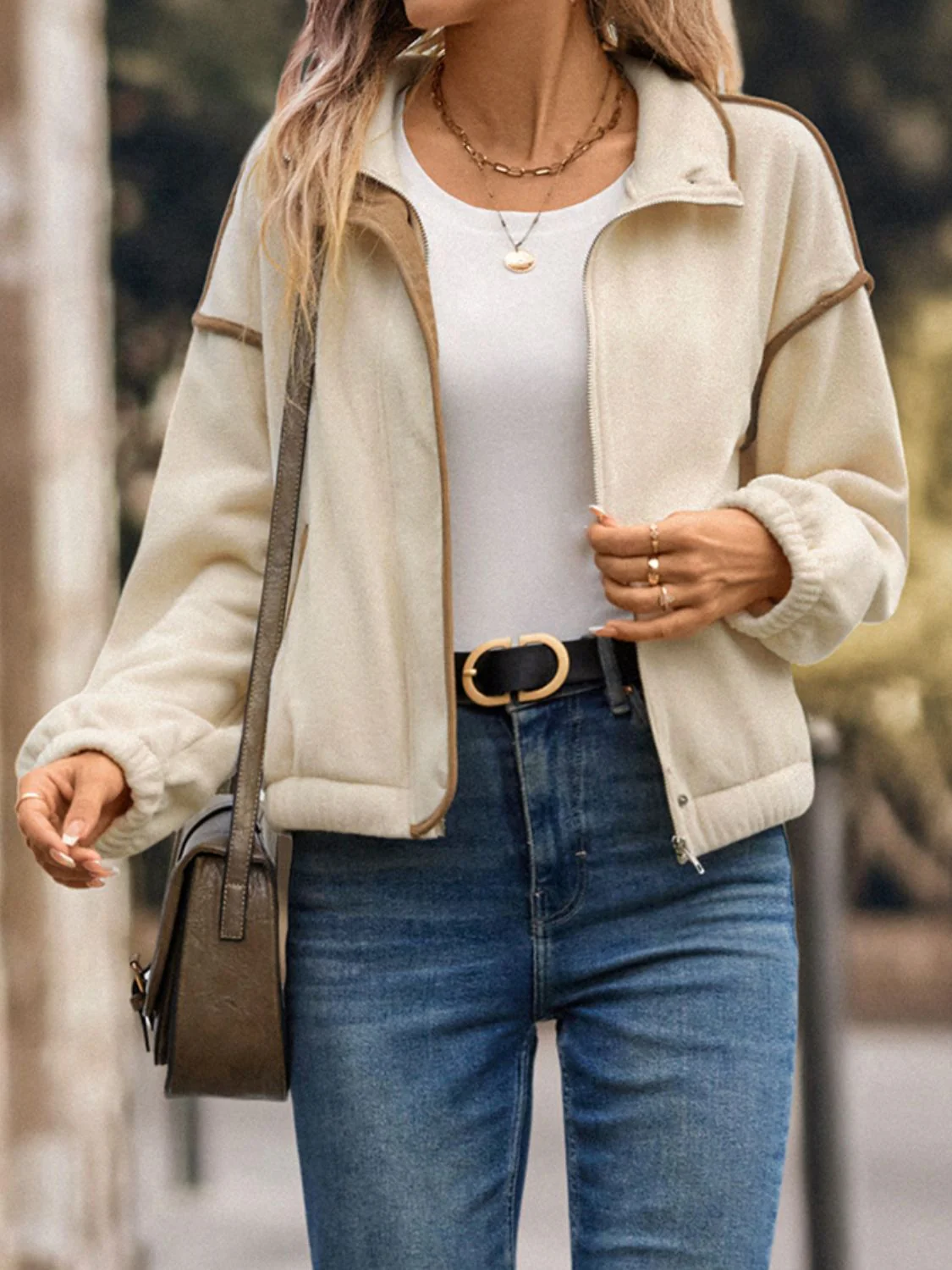 Paula | Perfee jacket in polar fleece with zip fastening and dropped shoulders - Image 4